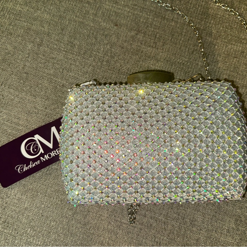Chelsea Morgan Sparkling Silver Clutch